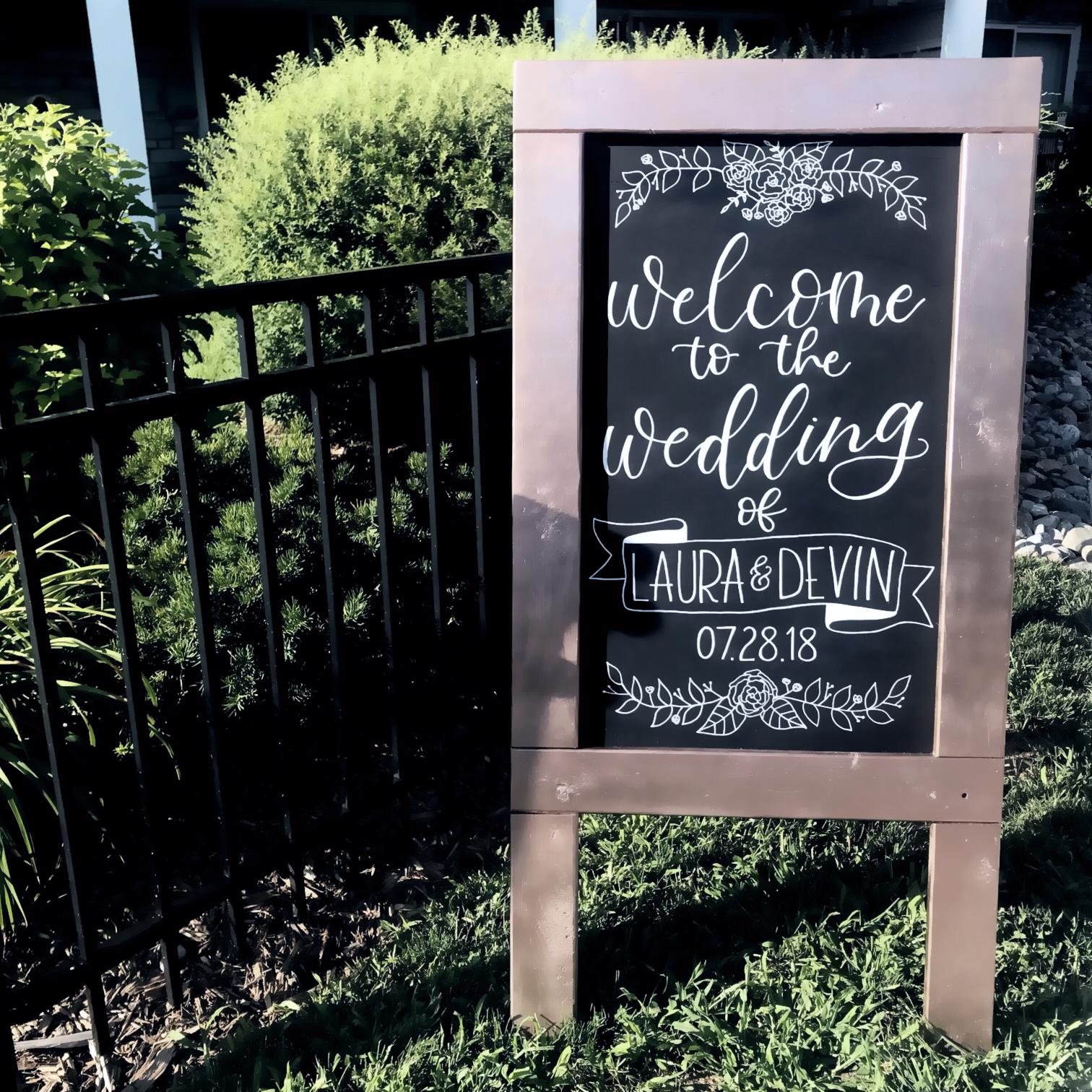 Chalkboard Welcome to Our Wedding Sign Megan Nicole Lettering GTA Calligrapher Greater Toronto Area 